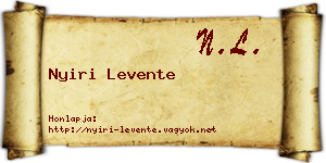 Nyiri Levente névjegykártya